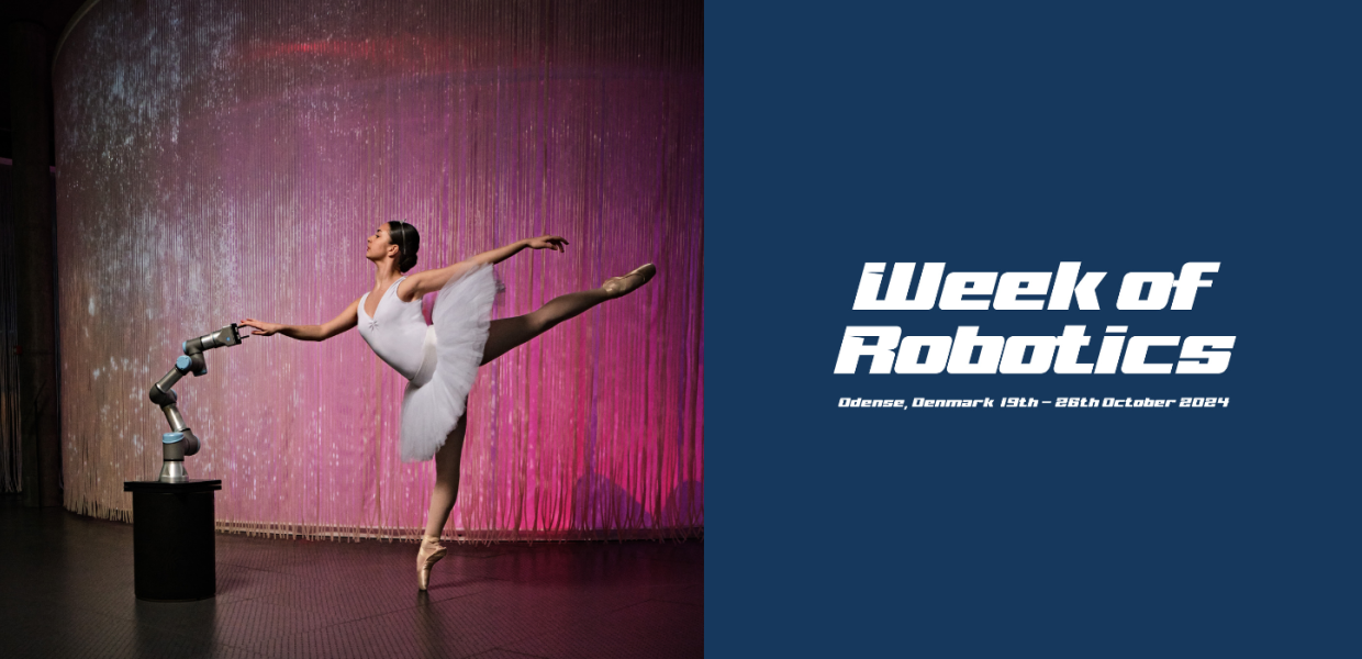Week of Robotics-grafik med balletdanser, der interagerer med robotarm